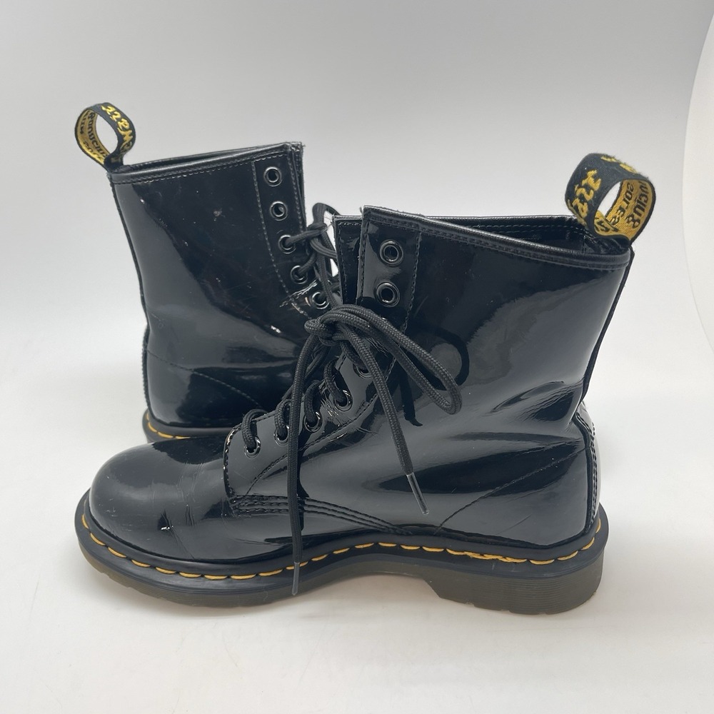 Dr. Martens Black Patent Lace-Up Ankle Boots - Picture 7 of 10